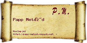 Papp Metód névjegykártya